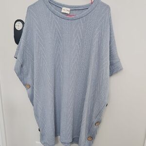 Lovely Melody Light Blue Knit Tunic with Button Details